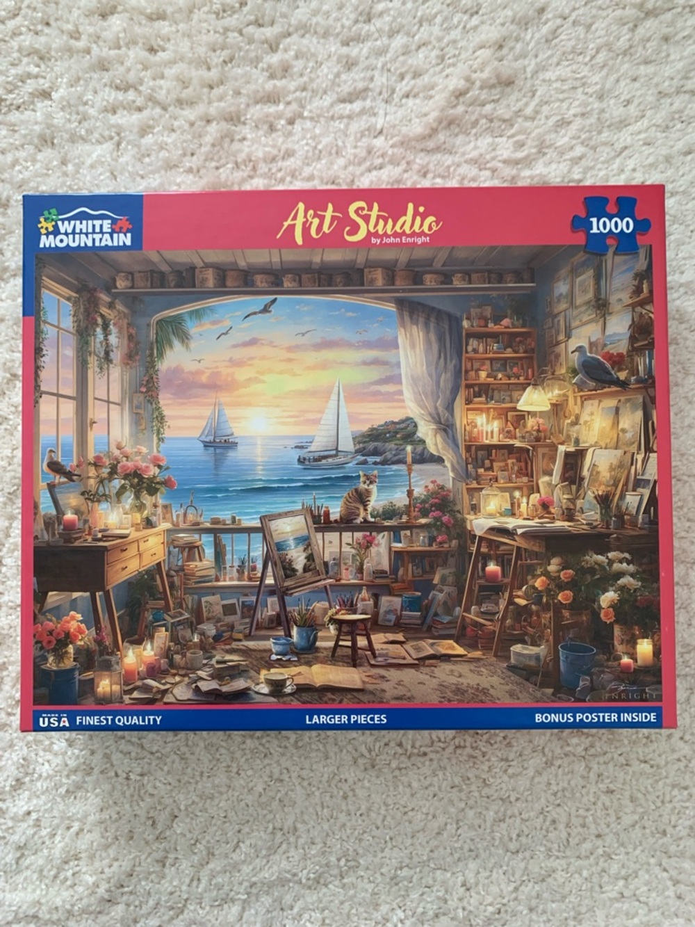 White Mountain Art Studio Puzzle - Sunset Blues & Coral Accents